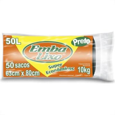 Imagem de Saco Embalixo Rolo Super Economico Preto 50L Com 50 Sacos 510075
