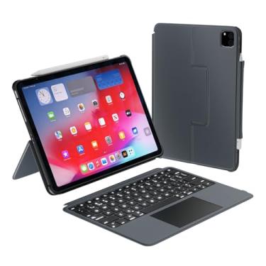 Imagem de Macally Capa para iPad Air de 11 polegadas com teclado (M2, 2024) | Capa para iPad 11 Pro com teclado (2022/2021/2020/2018) - Teclado retroiluminado destacável com trackpad grande, suporte para várias