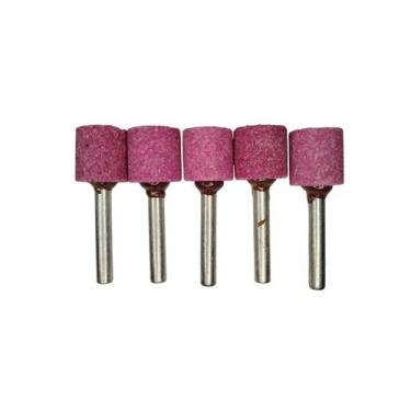Imagem de Kit 5 Ponta Montada Pedra Rosa Para Retífica A39 19X19mm Haste 1/4 - P