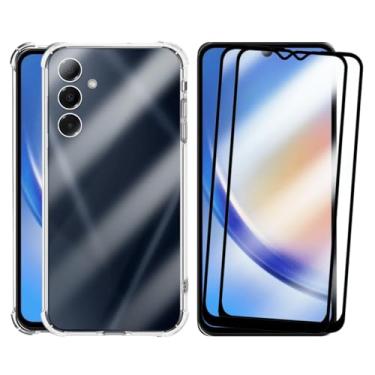 Imagem de Capa Capinha Anti Impacto e 2 Películas Vidro 3D Compatível Samsung Galaxy A34 Transparente Com Proteção de Câmera