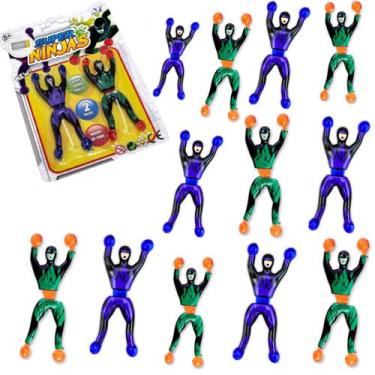 Imagem de Kit 12 Boneco Ninja Gruda Na Parede De Brinquedo Infantil - Europio