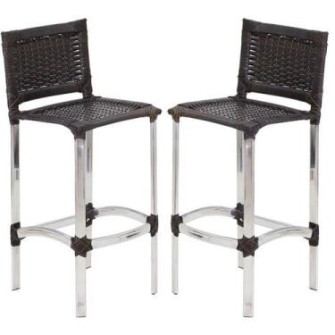 Imagem de 2 Banquetas Madri em Alumínio para Edícula, Cozinha, Balcão, Área Tram