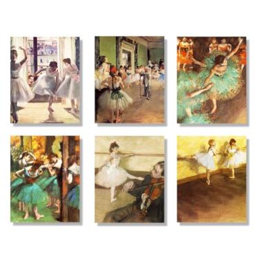 Imagem de Edgar Degas Conjunto de arte de parede, 6 peças, impressão artística de bailarina, pinturas famosas para decoração de quarto de meninas/escola 20 x 25 cm (Edgar Degas)