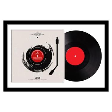 Imagem de Fxojyvo Moldura de disco de vinil para exibição de parede, moldura preta de 40,6 x 61 cm para qualquer disco LP de 30,5 cm com capa - 1 pacote/preto