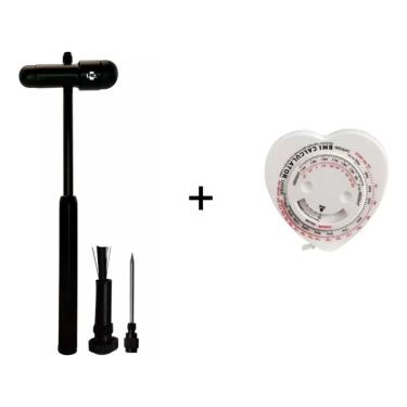 Imagem de Kit Martelo Para Avaliação Neurológica/Reflexos - Black Edition + Trena Fita Antropométrica Com IMC Formato Coração