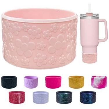 Imagem de Lnulyaciy Bota de silicone floral, para Stanley Cup 40/30/567.0 g, bota de silicone antiderrapante compatível com copo, bota Hydroflask de 340 a 680 g e mais garrafas, protetor inferior de 7,5 cm