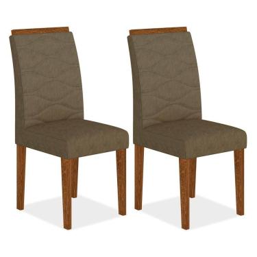 Imagem de Kit 2 Cadeiras Estofadas Everest Comfort Freijó/suede Capuccino - M.a