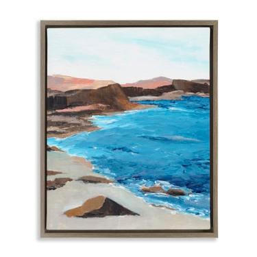 Imagem de Stupell Industries Arte de parede em tela emoldurada Red Mountain Beach Brown Floater por Nikita Jariwala, 17 x 21