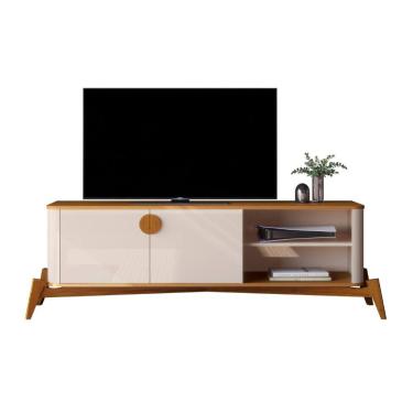 Imagem de Rack Bancada Buriti 1.4 Tv 55Pol Off White Nature JB Bechara