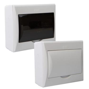 Imagem de Quadro Distribuição 8 Disjuntores Sobrepor Caixa Disjuntor Branco Fumê