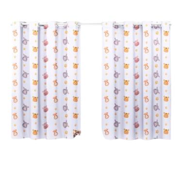 Imagem de Cortina Quarto Infantil Criança Simples Basica Decorativa Bebe Menino Menina Safari Savana Bichinhos Branca