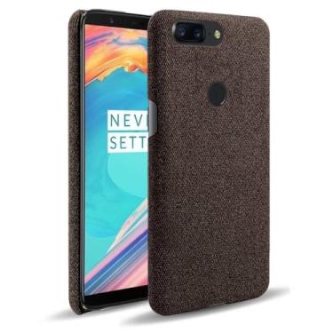 Imagem de Capa para Oneplus 5T,Capa desenhada em lona,Case Protetora Ultrafina com Empunhadura Macia,Design em Tecido Antichoque e Antiarranhões-Brown
