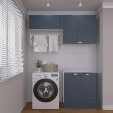 Imagem de Lavanderia Modulada 3 Peças sem Tampo 2 Armários Aéreos 1 Balcão 2 Portas Cabecasa
