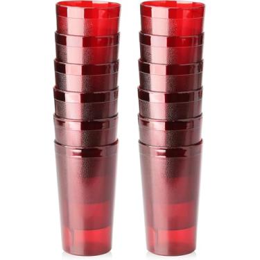Imagem de New Star Foodservice Copo para bebidas 46489, copos empilháveis, plástico SAN, comercial resistente à quebra, 600 ml, vermelho, conjunto de 12