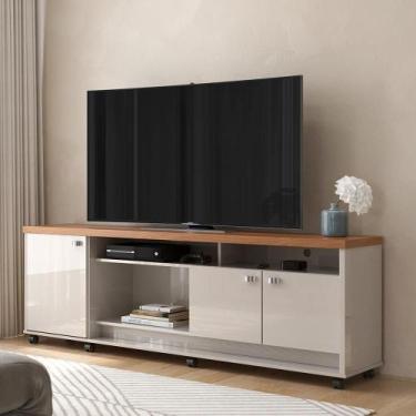 Imagem de Rack para TV 70" Dallas 1,83m Lukaliam Móveis 3 Portas, Off White Pero
