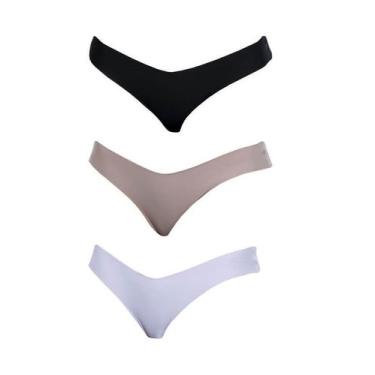 Imagem de Kit com 3 Calcinhas Fio Dental 1148 Corte à Laser. - BR Lingerie, Pret