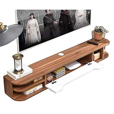 Imagem de Suporte de TV flutuante montado na parede, console de mídia de madeira de 51 polegadas, armário de TV para sala de estar (cor: C) (A) (B 1)