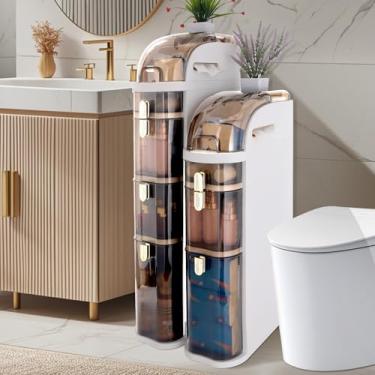 Imagem de JFDSA Armário fino para banheiro, caixa de armazenamento estreita à prova d'água, adequada para prateleiras de papel higiênico em espaços pequenos, ideal para banheiros, salas de estar, banheiro