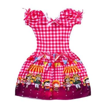 Imagem de Vestido fantasia para quadrilha de menina colorido estampado tecido le