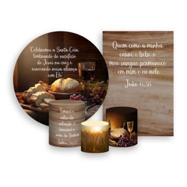 Imagem de Kit 2 Painéis De Festa  Trio De Capas Cilindros,  Santa Ceia Evangélic