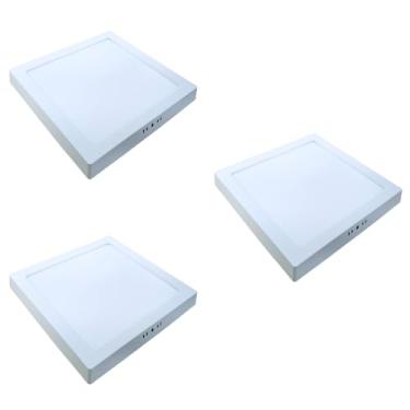 Imagem de Kit 3x Painel Plafon Sobrepor Alumínio Quadrado LED 18W 20x20 Bivolt Branco Quente