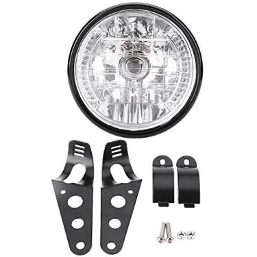 Imagem de Farol de Motocicleta Redonda LED, Moto Universa de Motocicleta Farol Girar a Lâmpada da Lâmpada Com Suporte