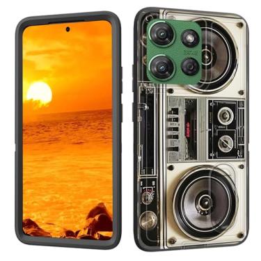 Imagem de BFUKVOU Capa para Moto G Power 2025 com suporte embutido, à prova de choque/poeira/queda, 3 camadas, capa protetora de grau militar para Motorola Moto G Power 2025 de 6,8 polegadas, Boombox vintage