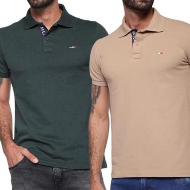 Imagem de Kit 2 Camisas Polo Itália Industrie Básica Estilo Piquet Premium Verde