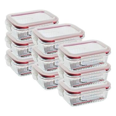 Imagem de 9 Pote Hemertico Vidro Frezzer Micro-ondas Organizador 640ml - Belo Vi