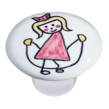 Imagem de Puxador Para Móveis em Cerâmica Menina Corda Rosa IL7057 il