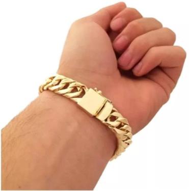 Imagem de Pulseira Banhada Ouro 18k Pusseira Estilosa masculina - A.R Variedades