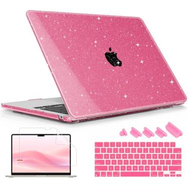 Imagem de Lepeoac Compatível com MacBook Air 38.1 cm Capa M4 A3241 M3 A3114 M2 A2941 2025 2024 2023 Releaes, capa rígida de plástico com capa de teclado para Mac Air 15,3 polegadas, compatível com Touch ID