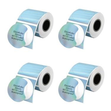 Imagem de 4 rolos M110 etiquetas térmicas redondas 1,96 (50 mm) à prova d'água papel a laser para etiquetas P50 M108 M220 fitas azuis