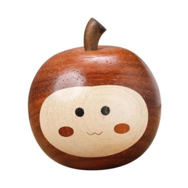 Imagem de WeiLaiKeQi Pequena estatueta de maçã, decoração decorativa de fruta, estátua de madeira esculpida à mão, ornamento para fotografia, casamento, cozinha
