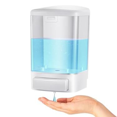 Imagem de Hushee Dispensador de sabonete manual de plástico montado na parede, dispensador de sabão comercial para recipientes líquidos, cozinha, hotel, restaurante, banheiro, chuveiro, xampu, gel, 1000 ml