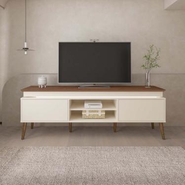 Imagem de Rack Pinho/off White Para Tvs De Até 75" Tampo C/ Bordas