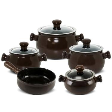 Imagem de Jogo De Panelas Em Cerâmica Premiere Joy Com 5 Peças Ceraflame Chocolate