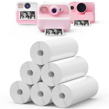 Imagem de DUDUDRAGON Refil de papel de impressora para a maioria das crianças, 6 rolos de papel de impressão de refil de câmera instantânea, papel de impressão térmica para câmera HD