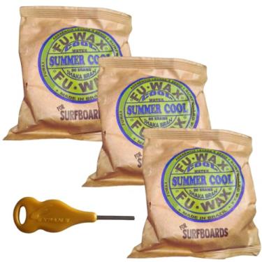 Imagem de Parafina Fu Wax Parafina Surf Fu Wax 80g Profissional e Super Aderência Kit 3 Und +1 Chavinha (Cool Water)