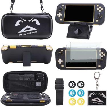 Imagem de YOOWA Kit De Acessórios Para Nintendo Switch Lite - Pacote Fofo Com Estojo Transporte, Protetor Tela Kawaii, 2, Suporte Ajustável Jogos, 6 Apoios Os Polegares, Preto