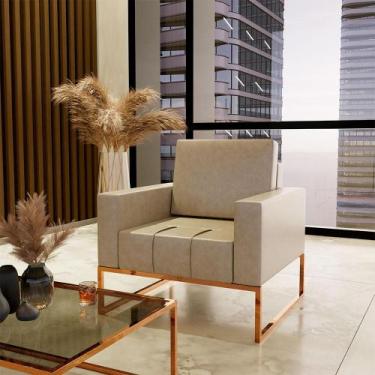 Imagem de Poltrona Atena Revestimento Sintético Bege - Modern