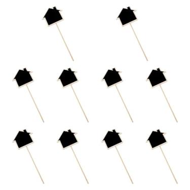 Imagem de Ioensy Mini placas de lousa, placas de mesa, 10 peças, superfície lisa, madeira, apagável, estilo vintage, pequenas etiquetas de preço para quadro negro, 8x7.5x11cm