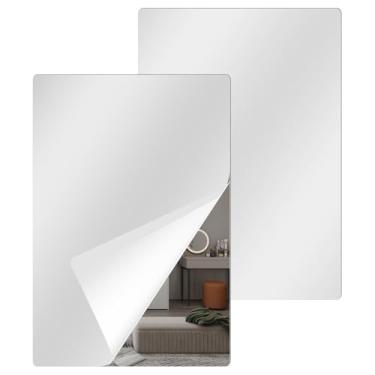 Imagem de 2 peças de espelho de armário magnético, espelho magnético acrílico, espelho elegante sem moldura, espelho magnético versátil, altamente transparente, fácil de limpar e manter, espelho magnético fácil