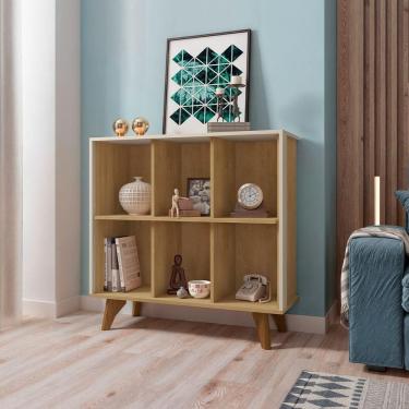 Imagem de Nicho Organizador De Livros Com 6 Modelo Panamá Cinamomo Off White