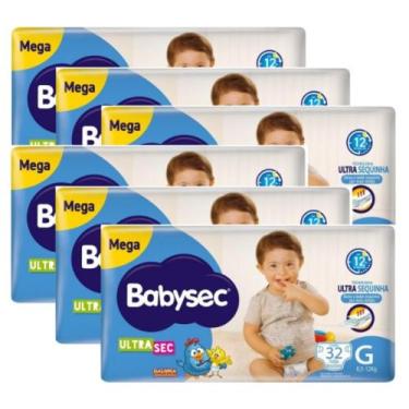 Imagem de KIT 6 Fraldas BabySec Ultra Mega Tamanho G 32 Unidades