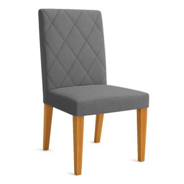 Imagem de Cadeira de Jantar Estofada Siena Linho Pés Trapézio Castanho - Pallazio