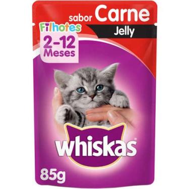 Imagem de Ração Úmida Whiskas Sachê Carne Jelly para Gatos Filhotes 85 g