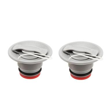 Imagem de Substituição de plugue de gás inflável de canoa bote de borracha - 2 peças de válvulas de ar para barco de caiaque com 8 dentes e corda de cobertura