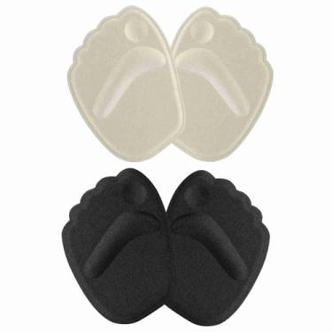 Imagem de Almofadas de metatarso, palmilhas de inserção no antepé para sapatos de salto alto, mulheres e homens, gel de silicone autoadesivo, 2 pares (bege + preto)