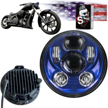 Imagem de SLK - Farol de LED Lights VT1300 Fury Daymaker 14 cm - Ajuste direto - Plug & Play - Compatível com Honda VT1300 2010-2025 Honda Fury, Sabre, interestadual e stateline (azul)
